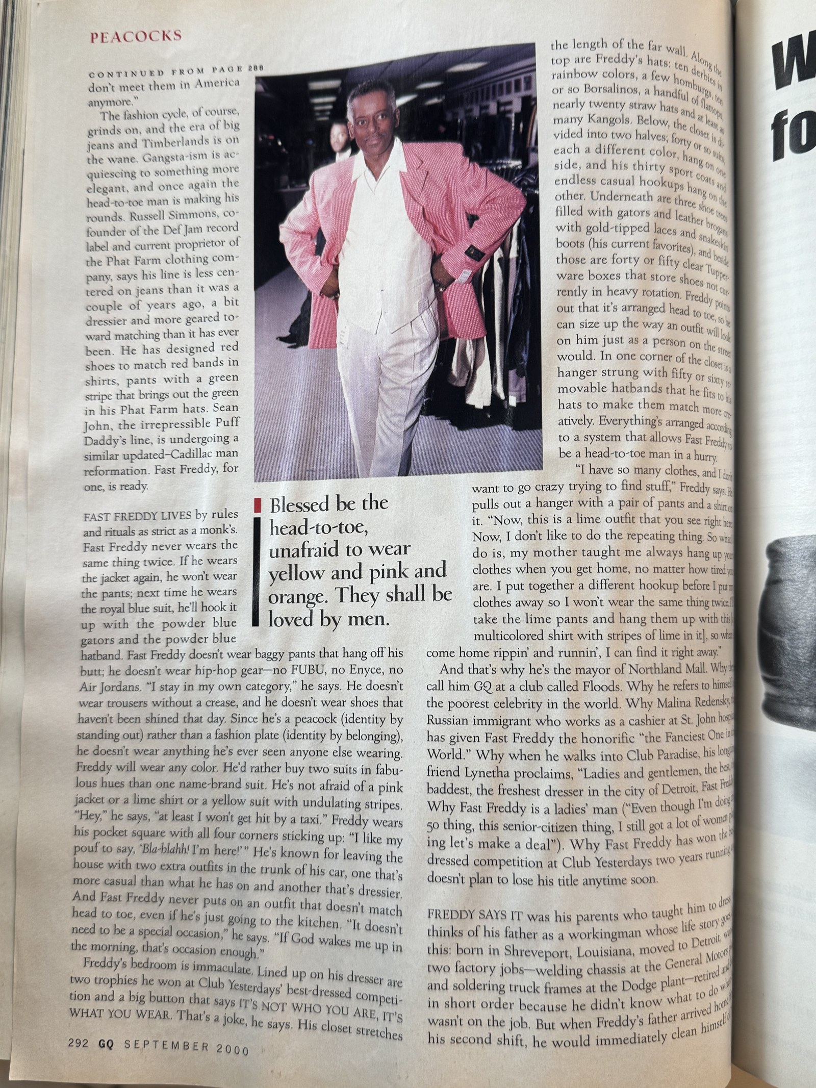 GQ feature continued — additional editorial photography of Fast Freddy