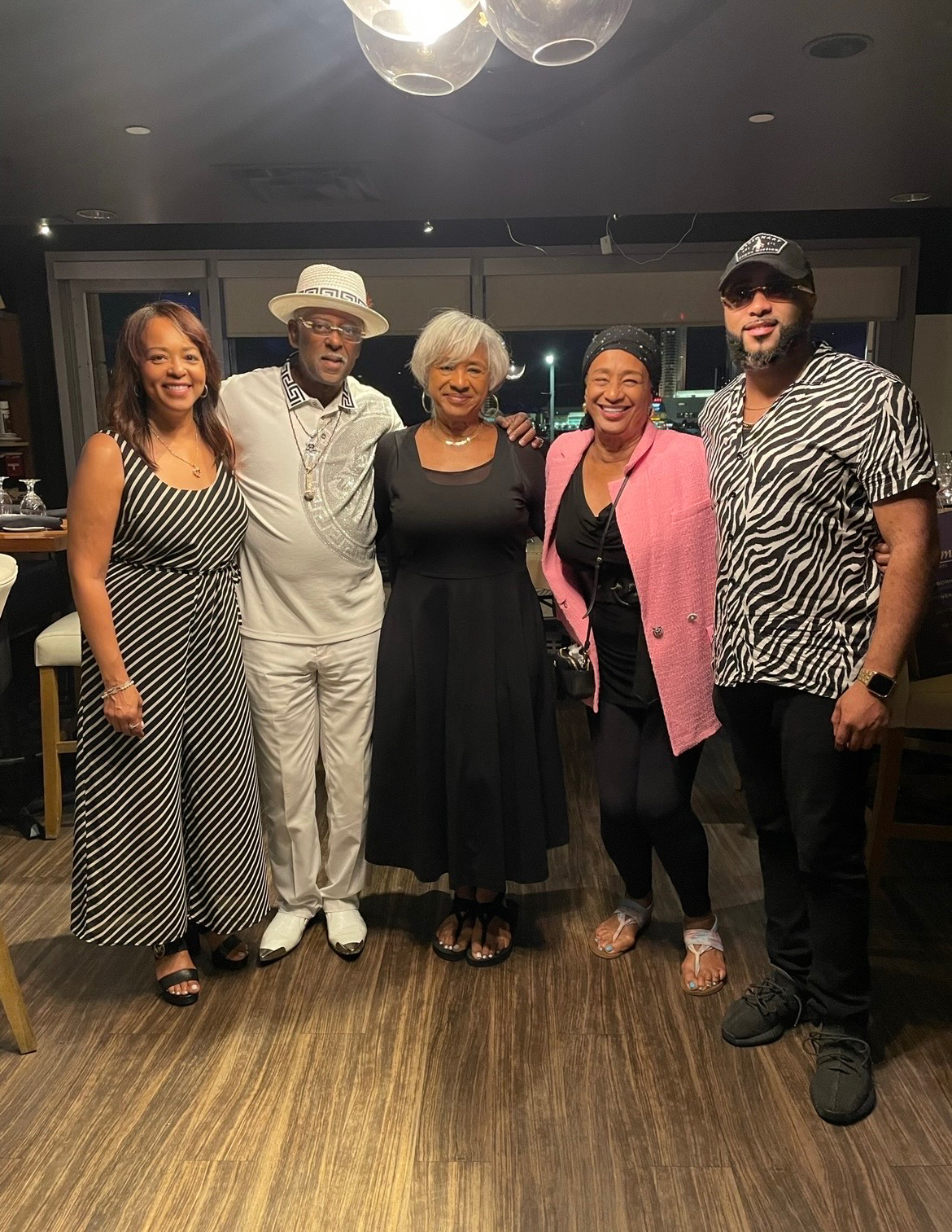 Fast Freddy Anderson with family and friends at a celebration dinner.